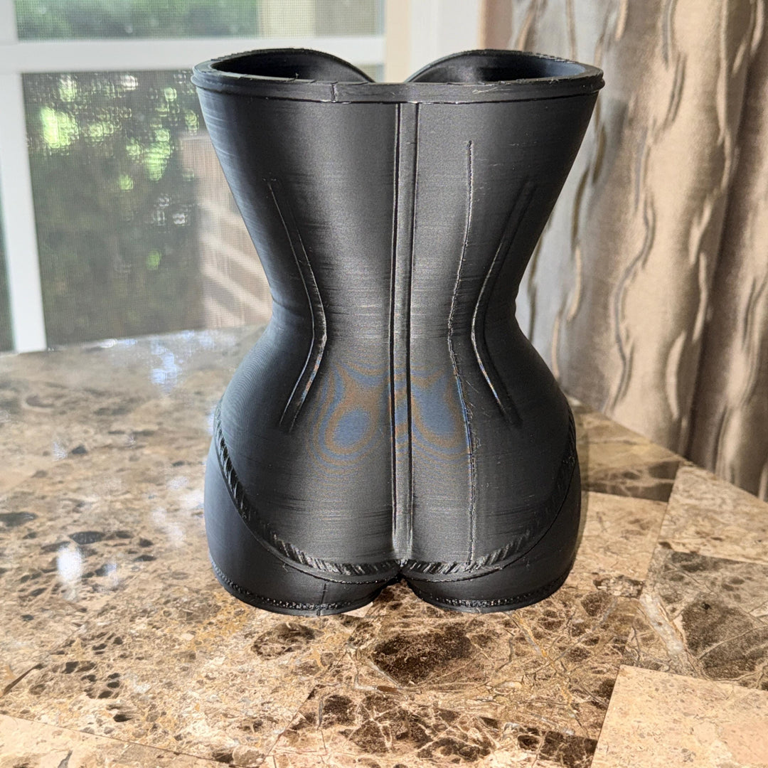 Black Corset Vase, Gothic Boudoir Decor, Dark Feminine Home Accent, Fashion Inspired Vase, 3D Printed Gothic Decor, Makeup Brush Holder