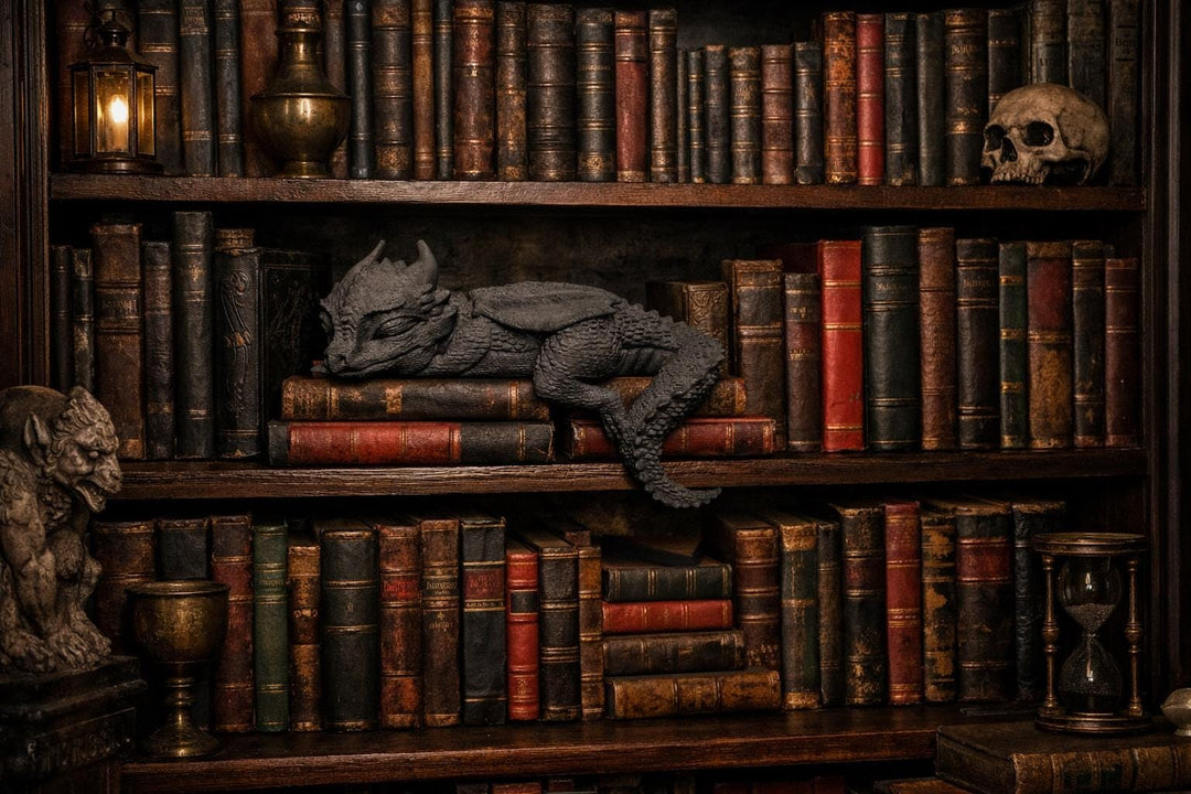 Sleeping Dragon Shelf Sitter, 3D Printed Fantasy Dragon Decor, Gothic Shelf Companion, Dragon Lover Gift, Bookshelf Ornament, Desk Decor
