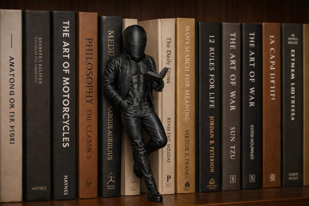 Motorcycle Reader Book Nook Buddy | Bookshelf Decor | Motorcycle Book Lover Gift | Reading Shelf Sitter | 3D Printed Bookend Figure