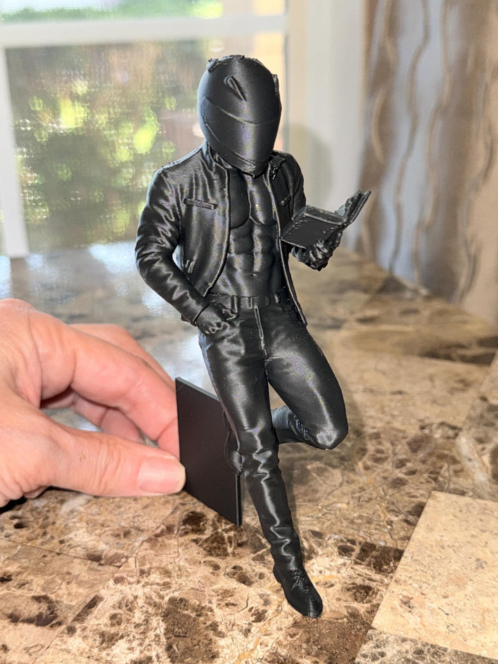 Motorcycle Reader Book Nook Buddy | Bookshelf Decor | Motorcycle Book Lover Gift | Reading Shelf Sitter | 3D Printed Bookend Figure