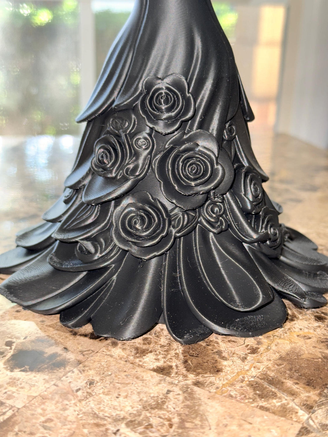 Black Floral Dress Vase, Elegant 3D Printed, Gothic Home Decor, Victorian Planter, Dark Academia Shelf, Halloween Creepy Dark Aesthetic
