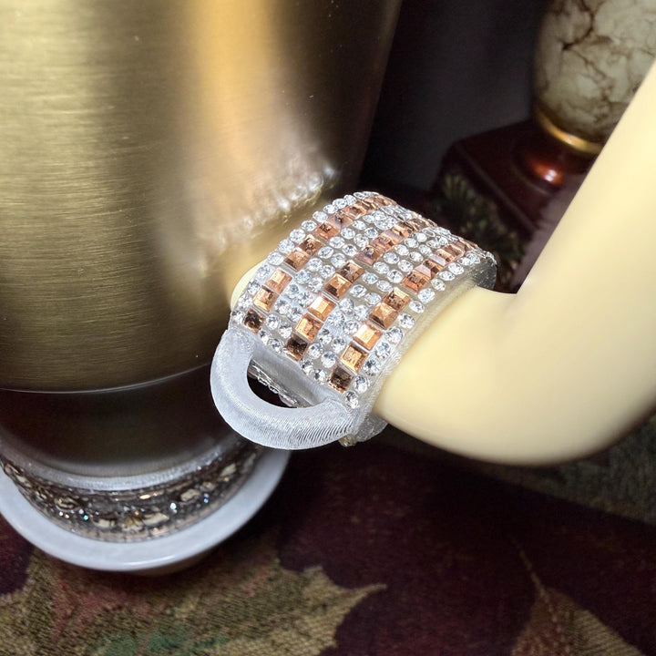 Gold and Siver Flat Fancy Rhinestone Tumbler collar, halo, boot, handle clips, fits Coldest and Stanley, tumbler accessories, unique gift