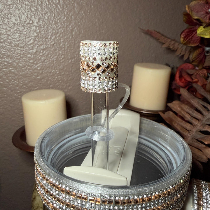 Gold and Siver Flat Fancy Rhinestone Tumbler collar, halo, boot, handle clips, fits Coldest and Stanley, tumbler accessories, unique gift