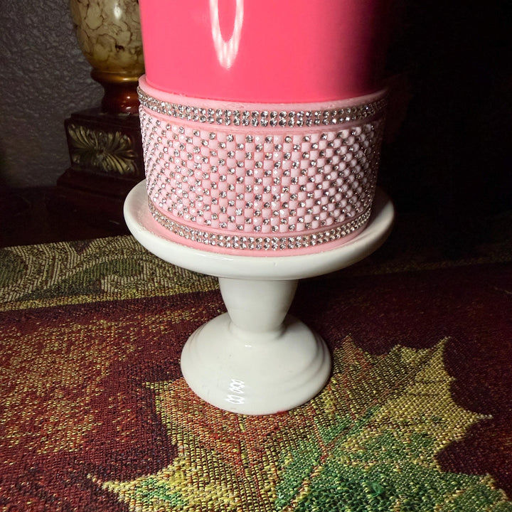 Pink and Silver Quilt Flat Fancy Rhinestone Tumbler collar halo boot, fits Stanley and Coldest, tumbler accessories