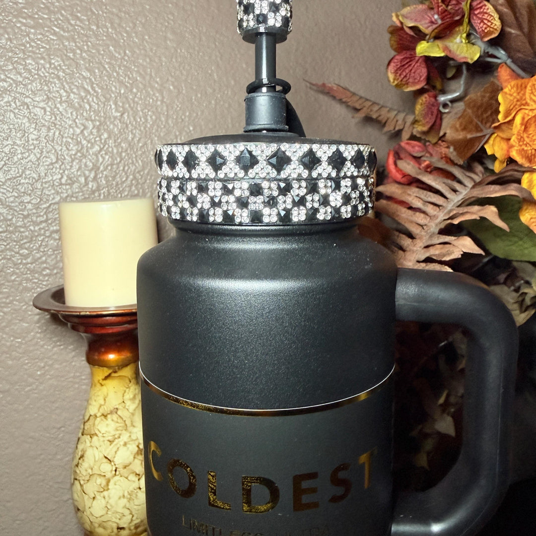 Elegant Black and Silver Rhinestone Royal Princess Accessories for Stanley and Coldest Tumblers, Queen Bling Fancy, Unique Gift