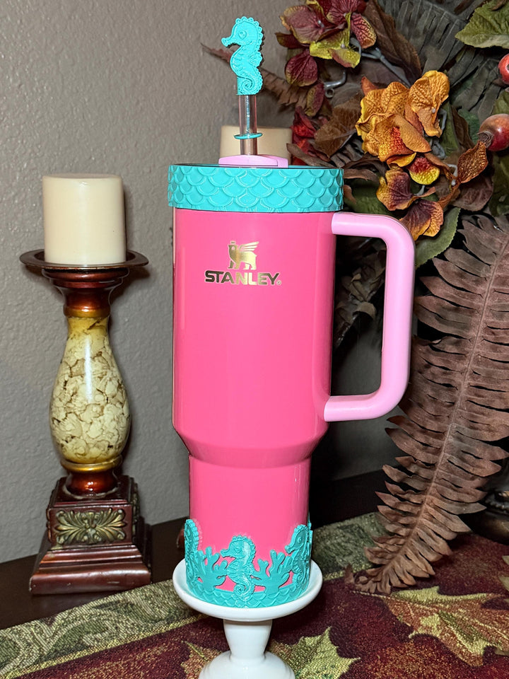 Seahorse and Coral Sea Life Tumbler Boot, Tumbler Boot Sleeve, Fit's Stanley, Coldest and Hydrojug Tumblers, Protective Sleeve