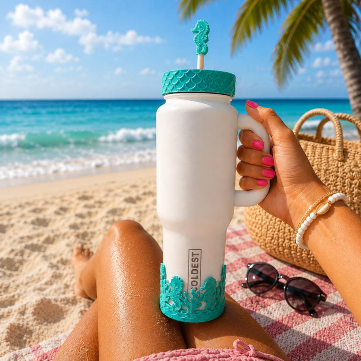 Seahorse and Coral Sea Life Tumbler Boot, Tumbler Boot Sleeve, Fit's Stanley, Coldest and Hydrojug Tumblers, Protective Sleeve