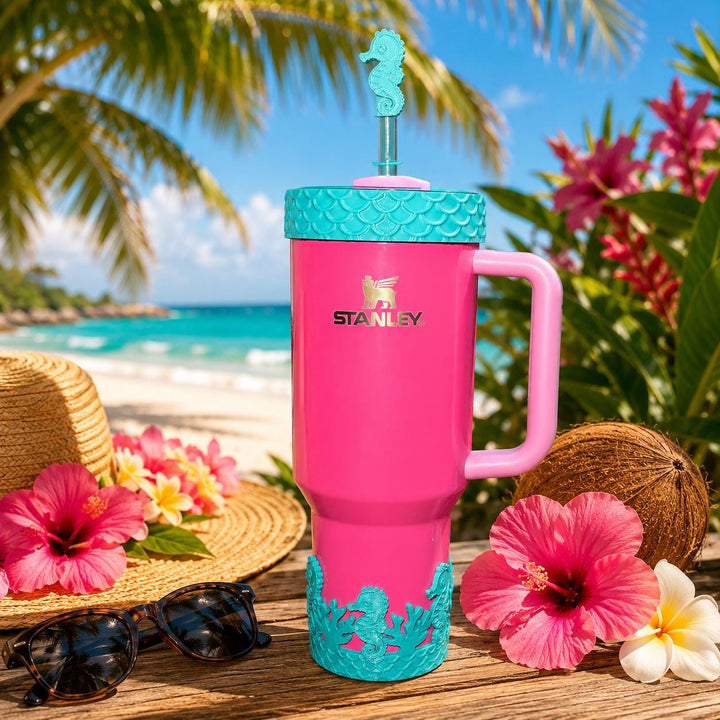 Seahorse and Coral Sea Life Tumbler Boot, Tumbler Boot Sleeve, Fit's Stanley, Coldest and Hydrojug Tumblers, Protective Sleeve
