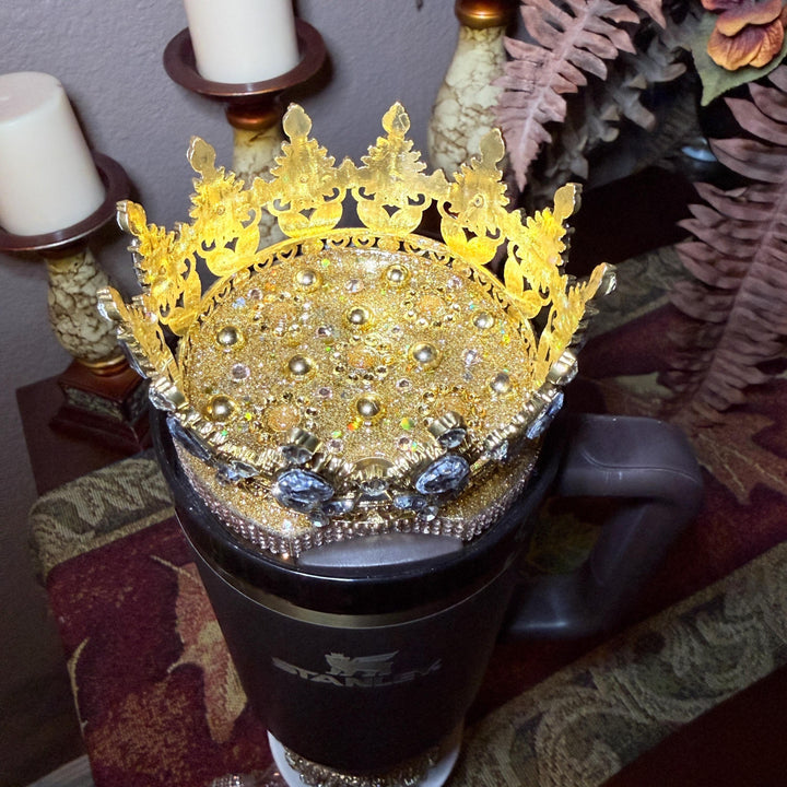 Gold Fancy Rhinestone Royal Princess Accessory for Stanley tumblers BEST SELLER Crown Topper, Royal Queen Halo Bling Bangle Band Boot Straw