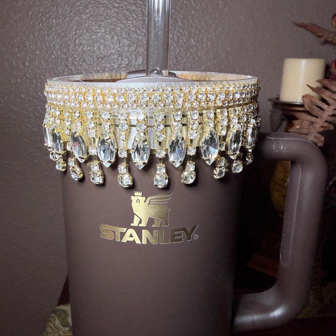 Gold Fancy Rhinestone Royal Princess Accessory for Stanley tumblers BEST SELLER Crown Topper, Royal Queen Halo Bling Bangle Band Boot Straw