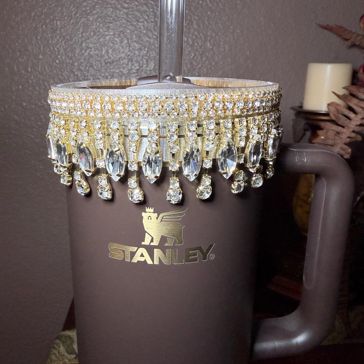 Gold Fancy Rhinestone Royal Princess Accessory for Stanley tumblers BEST SELLER Crown Topper, Royal Queen Halo Bling Bangle Band Boot Straw