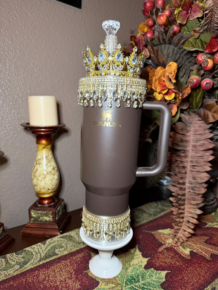 Gold Fancy Rhinestone Royal Princess Accessory for Stanley tumblers BEST SELLER Crown Topper, Royal Queen Halo Bling Bangle Band Boot Straw
