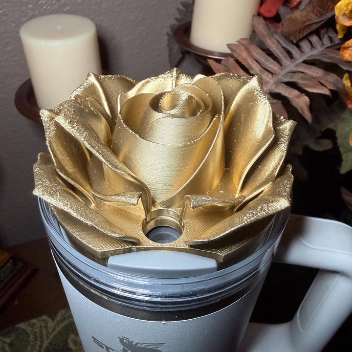 Gold Floral Tumbler Topper, boot or halo for the Love Shack Fancy Lemon Haze and Polaroid Pink Stanley Tumblers