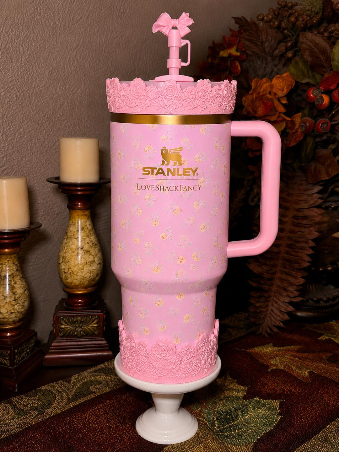 LSF Polaroid Pink Floral Fancy Accessory Collection for Stanley tumblers, Unique Gift Hot Seller