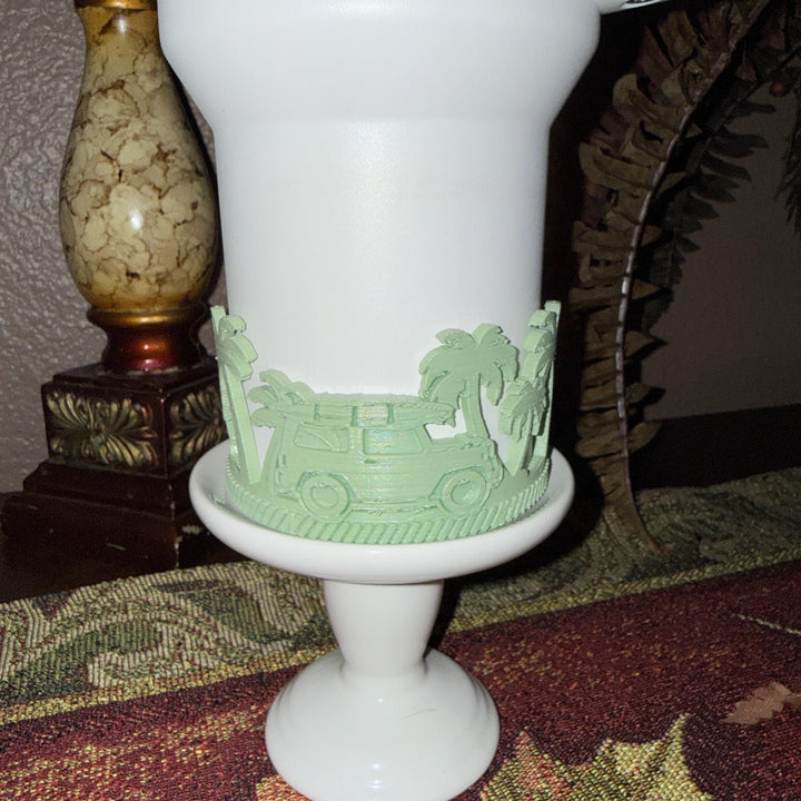Beach Road Trip Cabana Flamingo Palm Tree Tumbler Boot, Unique Gift, Hydrojug, Stanley, multiple color