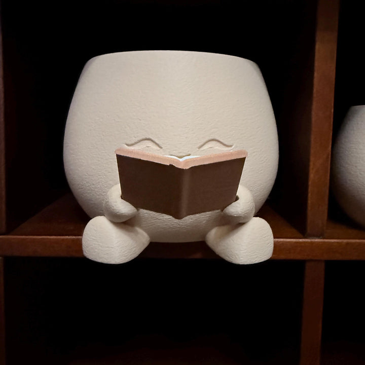Cute Reading Planter | 3D Printed Book Lover Plant Pot | Succulent Holder | Bookshelf Decor | Teacher & Librarian Gift | Cozy Room Decor