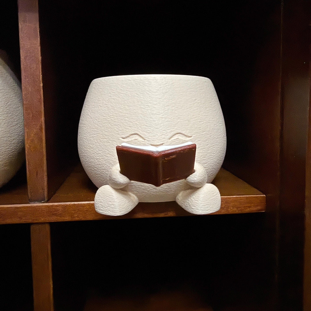 Cute Reading Planter | 3D Printed Book Lover Plant Pot | Succulent Holder | Bookshelf Decor | Teacher & Librarian Gift | Cozy Room Decor