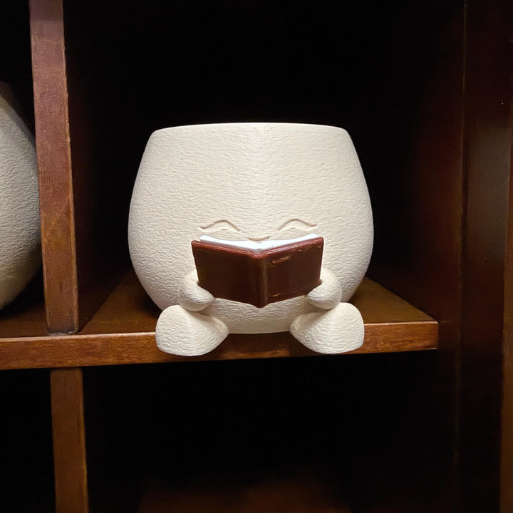 Cute Reading Planter | 3D Printed Book Lover Plant Pot | Succulent Holder | Bookshelf Decor | Teacher & Librarian Gift | Cozy Room Decor