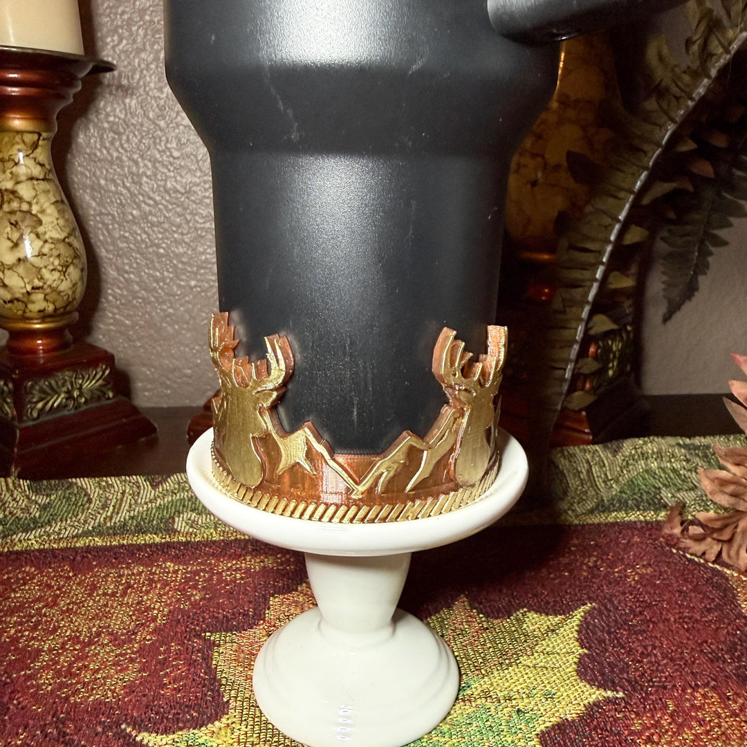 Deer Tumbler Boot, Fathers Day, fits your Stanley, Hydrojug, Coldest Tumblers and others, Unique Gift, brown and gold matching colors