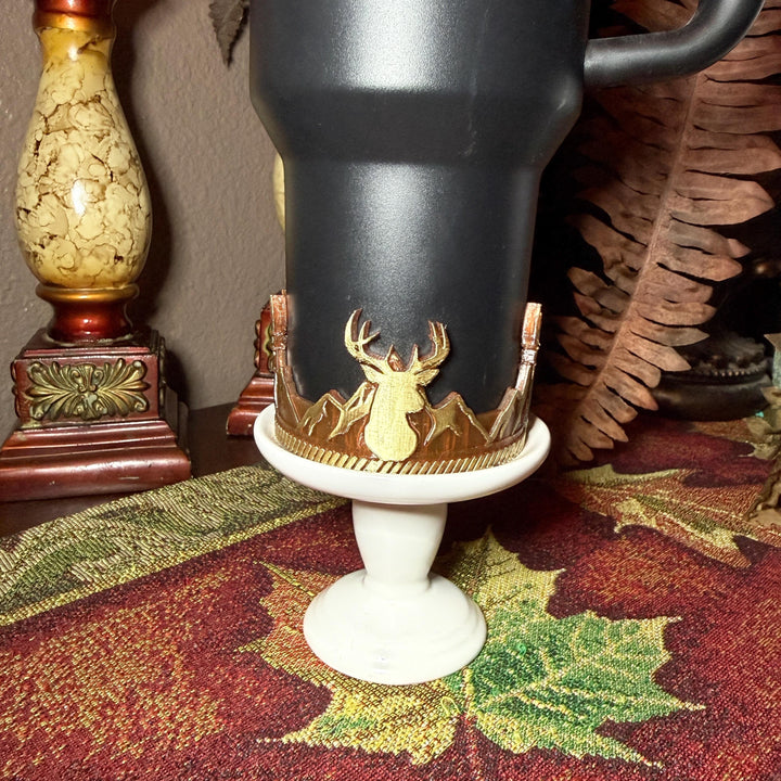Deer Tumbler Boot, Fathers Day, fits your Stanley, Hydrojug, Coldest Tumblers and others, Unique Gift, brown and gold matching colors