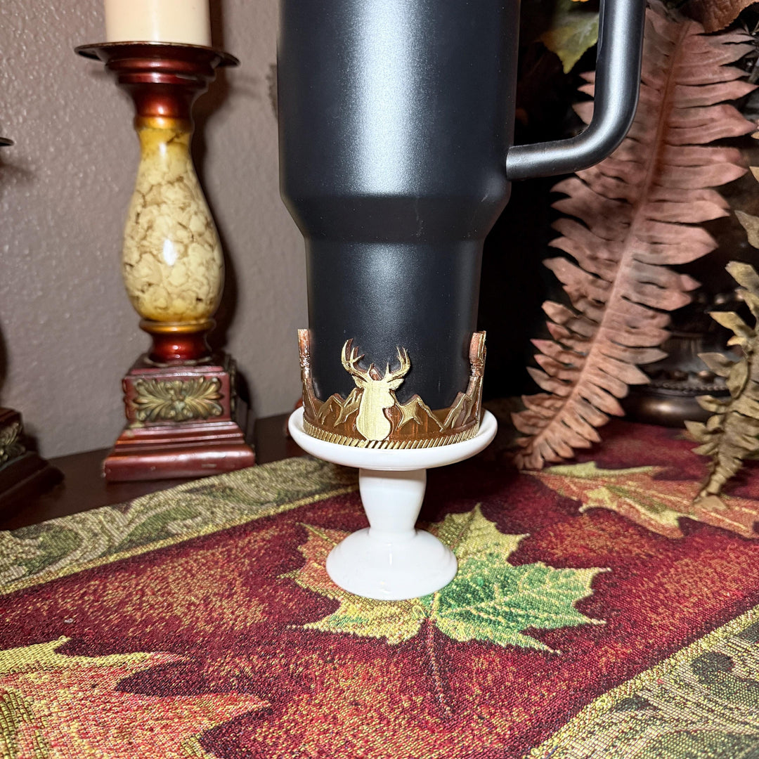 Deer Tumbler Boot, Fathers Day, fits your Stanley, Hydrojug, Coldest Tumblers and others, Unique Gift, brown and gold matching colors