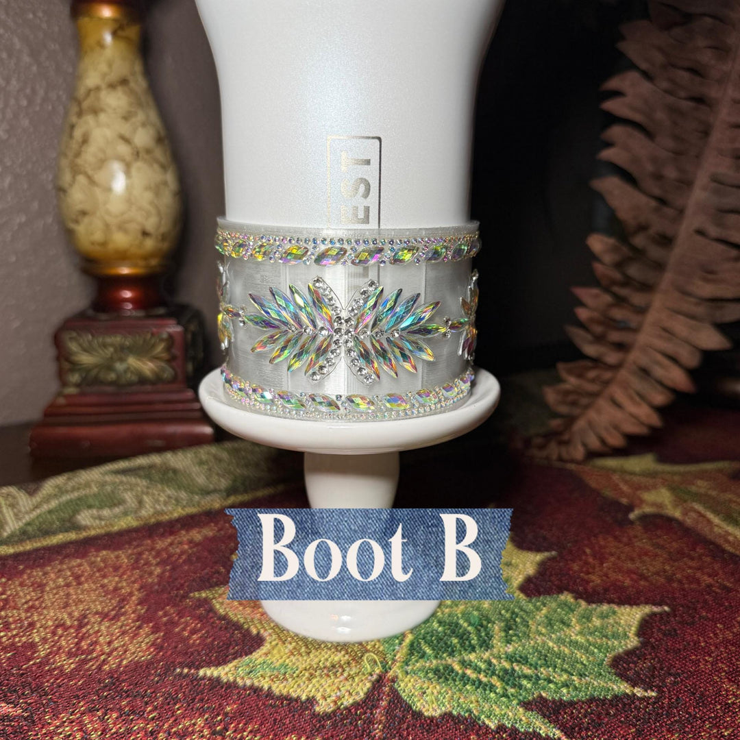 Coldest Flower Flat Fancy Iridescent Rhinestone Tumbler accessories, collar halo boot, fits 36 and 46 oz Coldest tumbler, unique gift