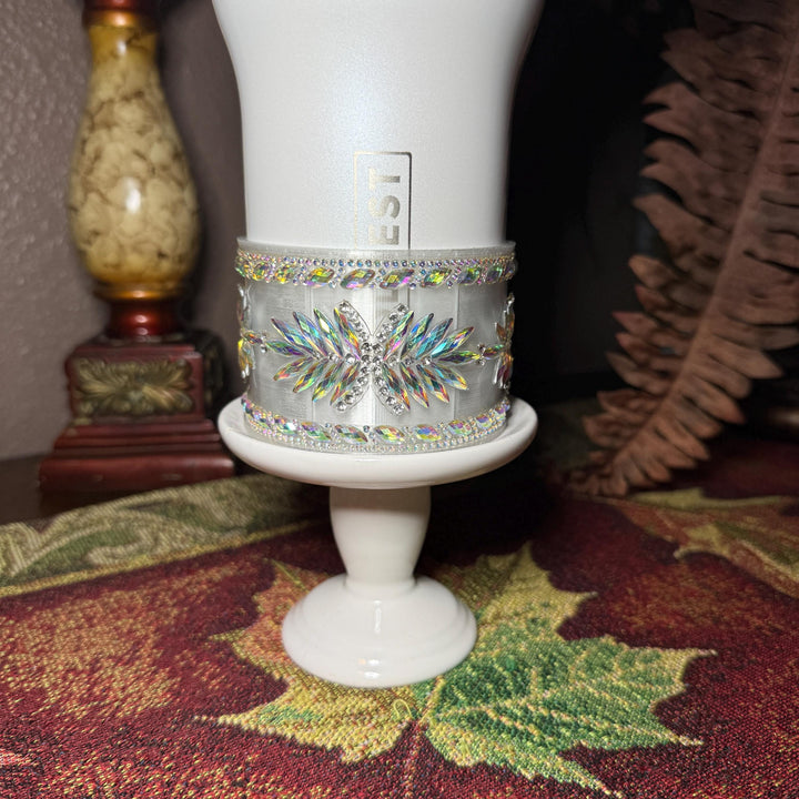 Coldest Flower Flat Fancy Iridescent Rhinestone Tumbler accessories, collar halo boot, fits 36 and 46 oz Coldest tumbler, unique gift