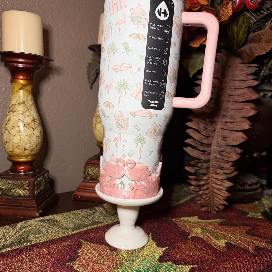 Beach Road Trip Cabana Flamingo Palm Tree Tumbler Boot, Unique Gift, Hydrojug, Stanley, multiple color
