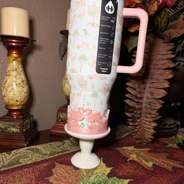 Beach Road Trip Cabana Flamingo Palm Tree Tumbler Boot, Unique Gift, Hydrojug, Stanley, multiple color