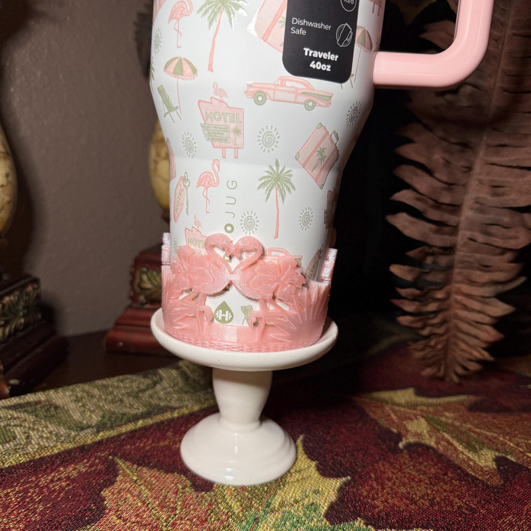 Beach Road Trip Cabana Flamingo Palm Tree Tumbler Boot, Unique Gift, Hydrojug, Stanley, multiple color