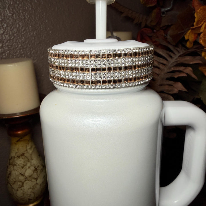 Gold and Siver Flat Fancy Rhinestone Tumbler collar, halo, boot, handle clips, fits Coldest and Stanley, tumbler accessories, unique gift