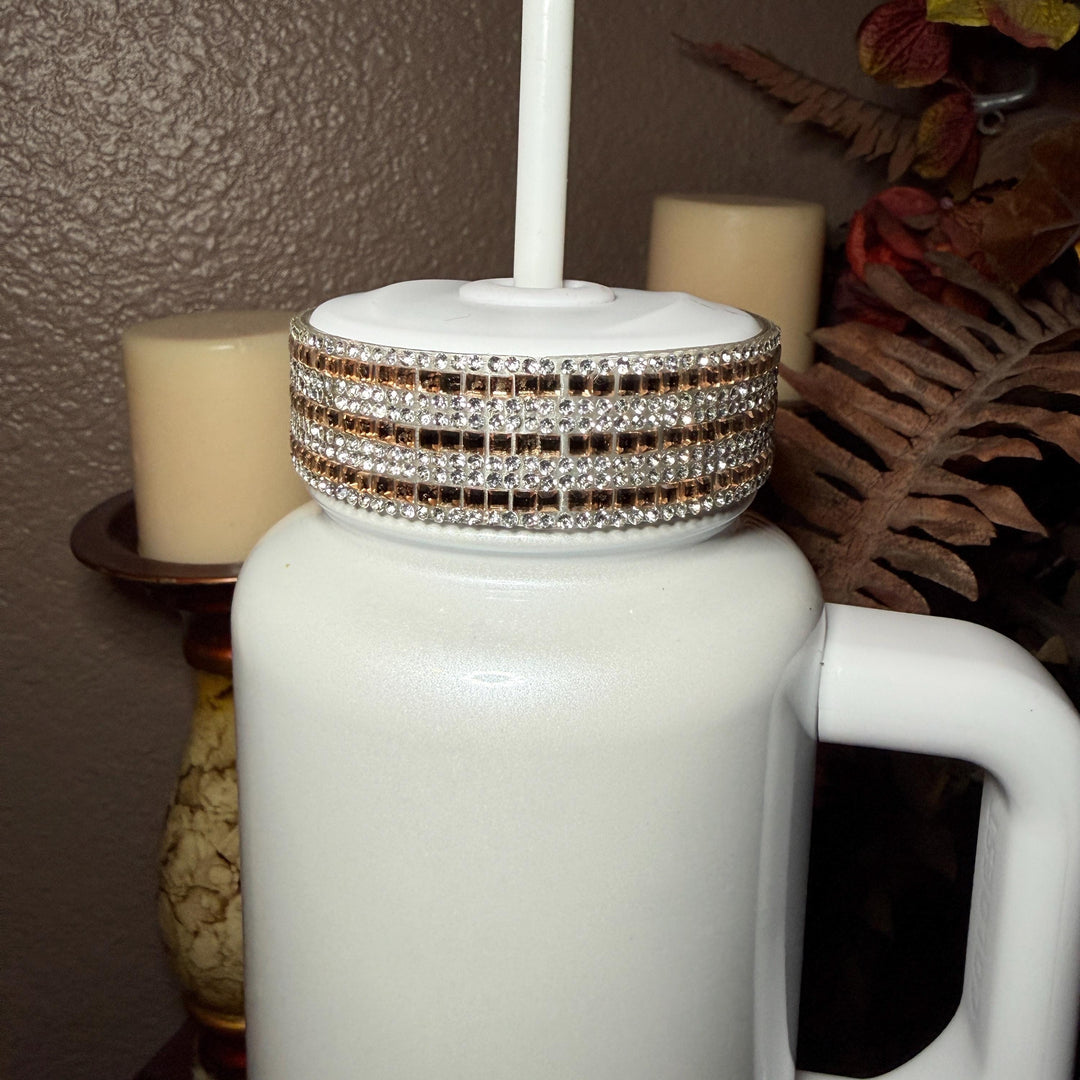 Gold and Siver Flat Fancy Rhinestone Tumbler collar, halo, boot, handle clips, fits Coldest and Stanley, tumbler accessories, unique gift