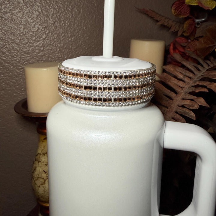Gold and Siver Flat Fancy Rhinestone Tumbler collar, halo, boot, handle clips, fits Coldest and Stanley, tumbler accessories, unique gift