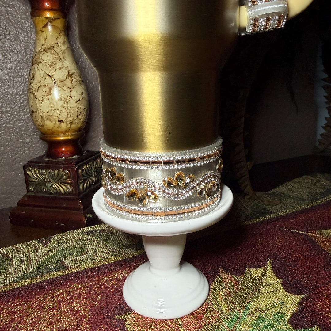 Gold and Siver Flat Fancy Rhinestone Tumbler collar, halo, boot, handle clips, fits Coldest and Stanley, tumbler accessories, unique gift