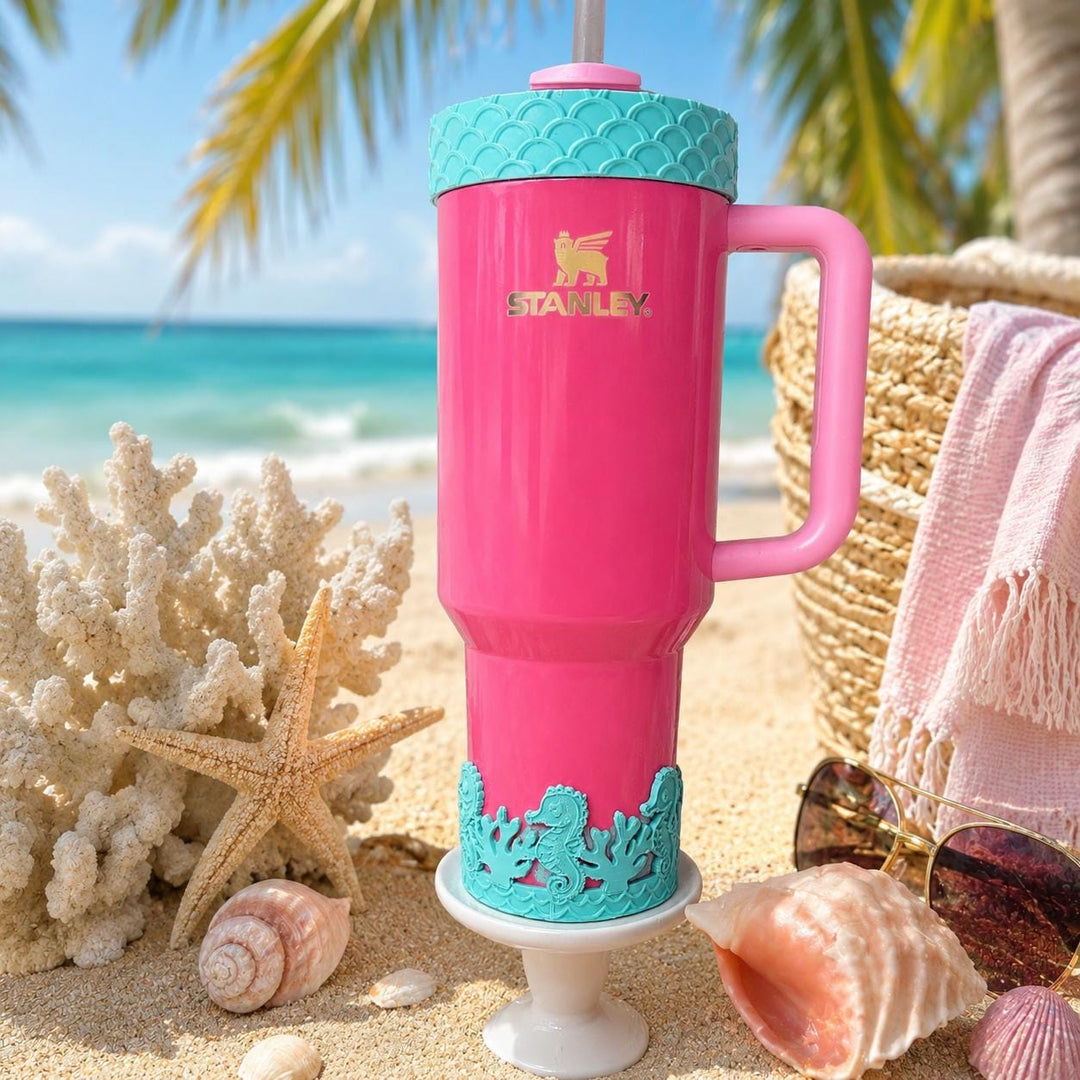 Seahorse and Coral Sea Life Tumbler Boot, Tumbler Boot Sleeve, Fit's Stanley, Coldest and Hydrojug Tumblers, Protective Sleeve