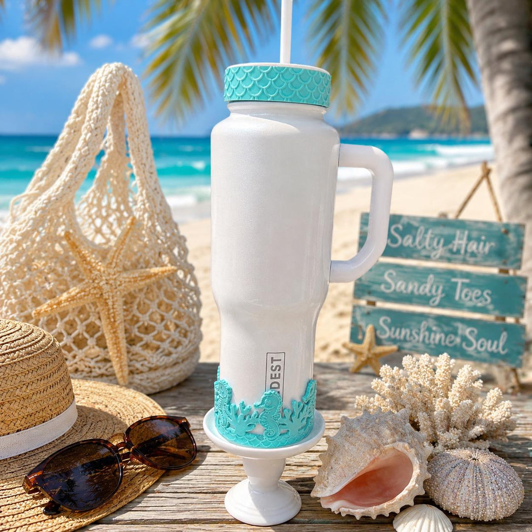 Seahorse and Coral Sea Life Tumbler Boot, Tumbler Boot Sleeve, Fit's Stanley, Coldest and Hydrojug Tumblers, Protective Sleeve