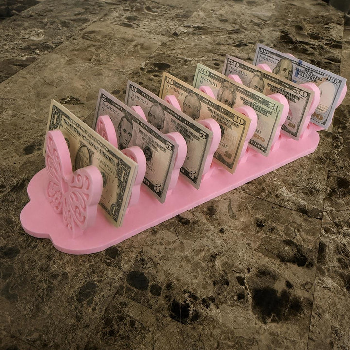 Pink Bow Cash Stuffing Tray, Cash Budget Organizer, Envelope Budgeting Money Sorter, Budgeting Desk Organizer,| 3D Printed Finance Gift