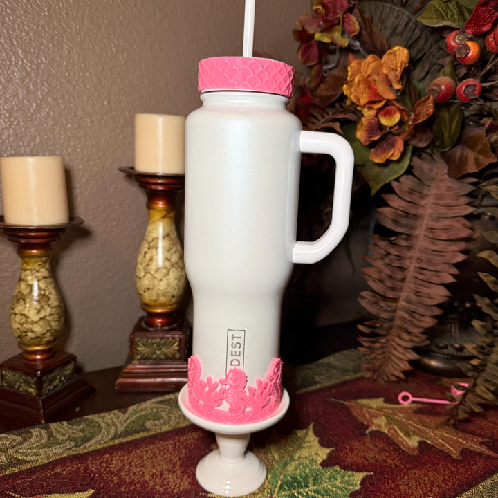 Pink Seahorse and Coral Sea Life Tumbler Boot, Tumbler Boot Sleeve, Fit's Stanley, Coldest and Hydrojug Tumblers, Protective Sleeve