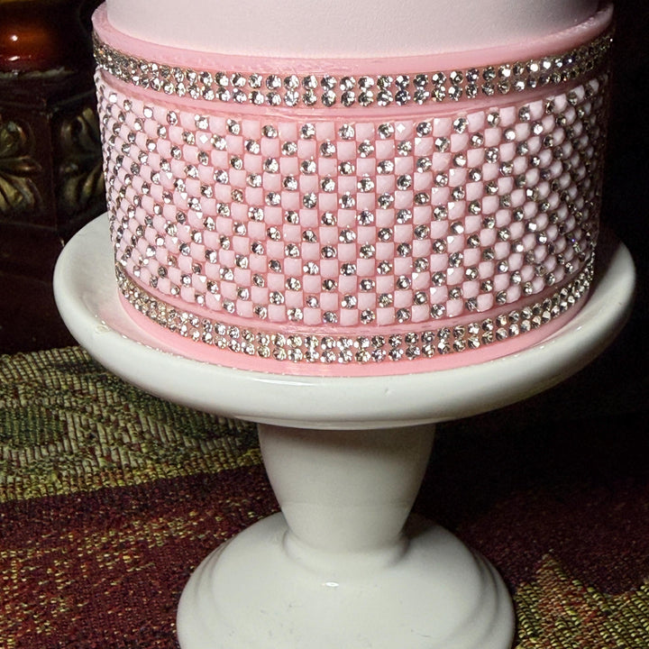 Pink and Silver Quilt Flat Fancy Rhinestone Tumbler collar halo boot, fits Stanley and Coldest, tumbler accessories