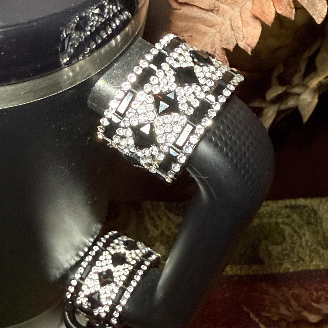 Elegant Black and Silver Rhinestone Royal Princess Accessories for Stanley and Coldest Tumblers, Queen Bling Fancy, Unique Gift