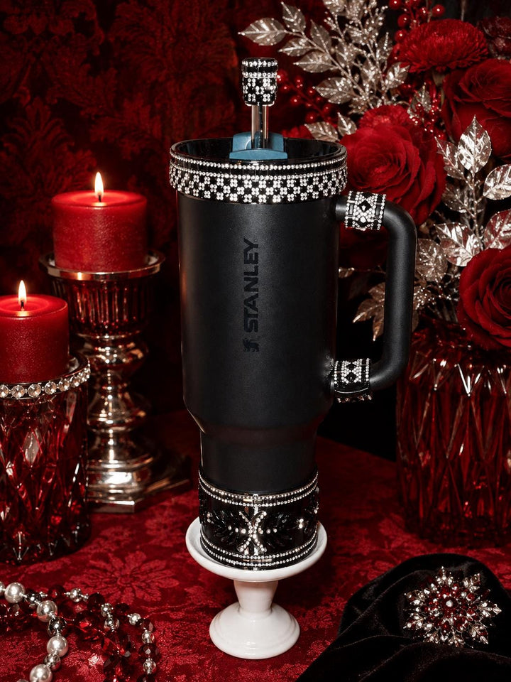 Elegant Black and Silver Rhinestone Royal Princess Accessories for Stanley and Coldest Tumblers, Queen Bling Fancy, Unique Gift