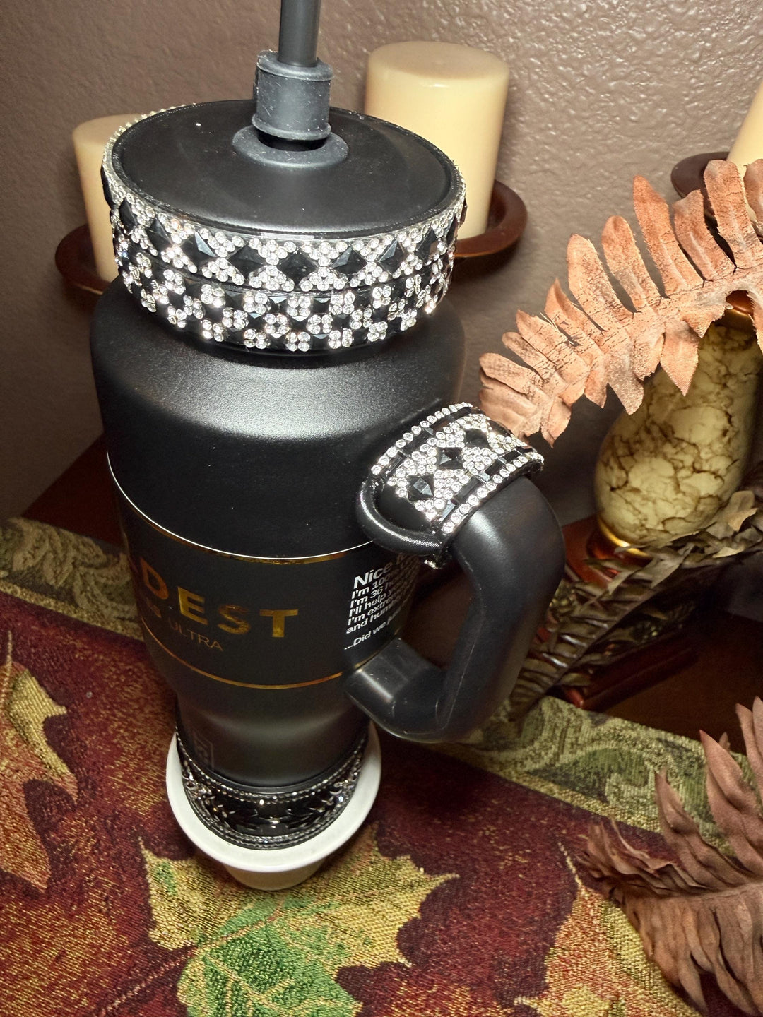 Elegant Black and Silver Rhinestone Royal Princess Accessories for Stanley and Coldest Tumblers, Queen Bling Fancy, Unique Gift