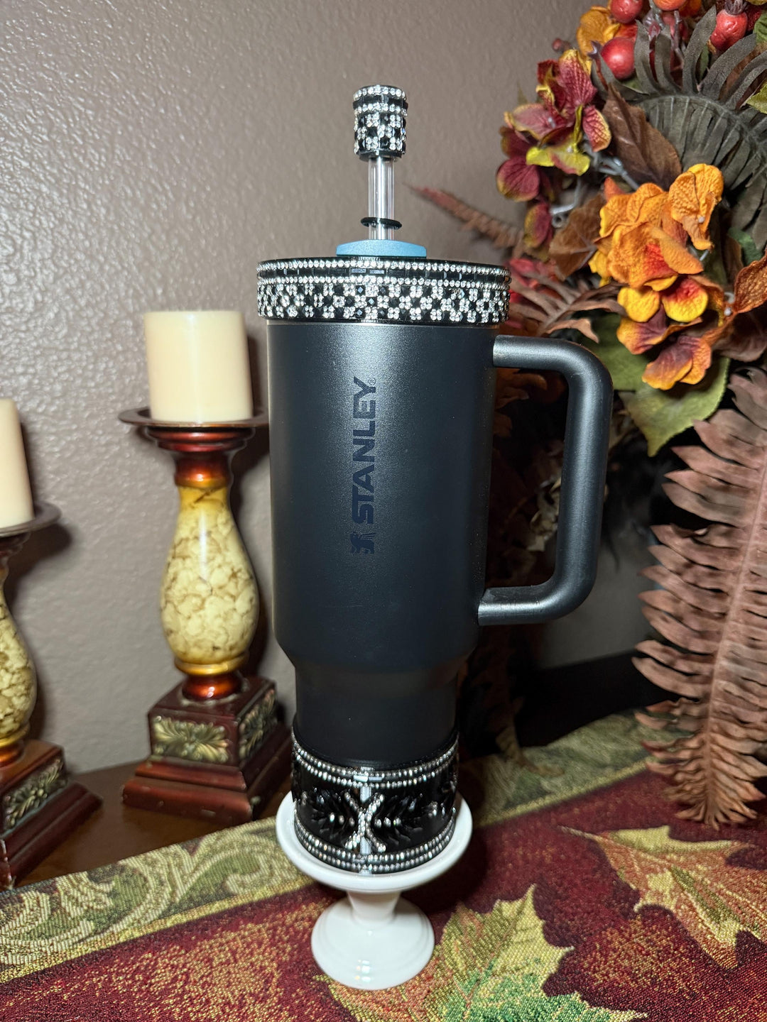 Elegant Black and Silver Rhinestone Royal Princess Accessories for Stanley and Coldest Tumblers, Queen Bling Fancy, Unique Gift