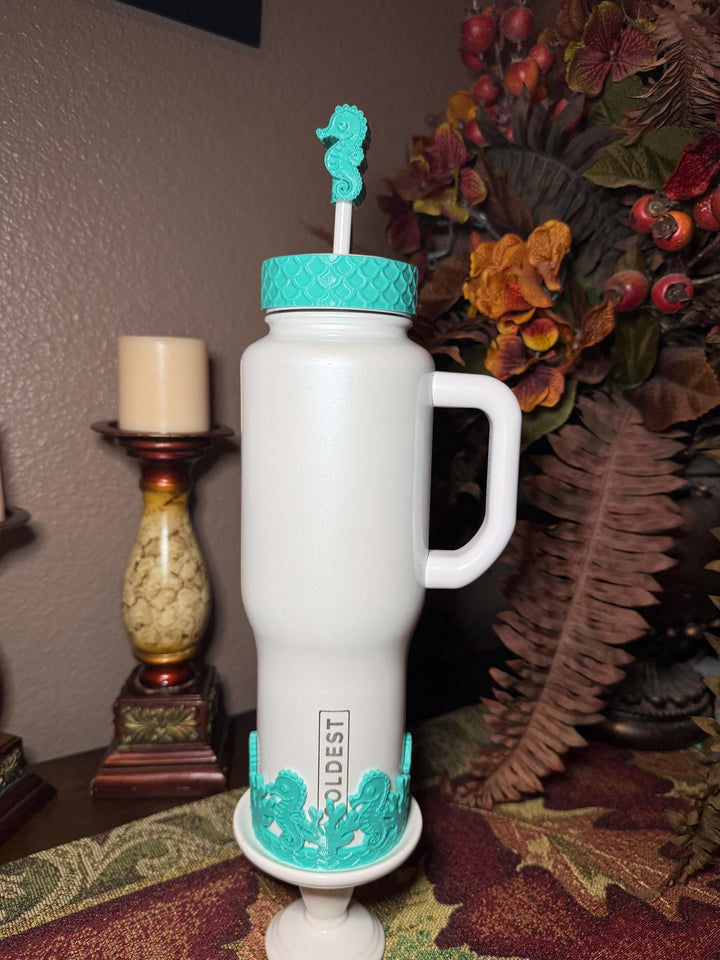 Seahorse and Coral Sea Life Tumbler Boot, Tumbler Boot Sleeve, Fit's Stanley, Coldest and Hydrojug Tumblers, Protective Sleeve