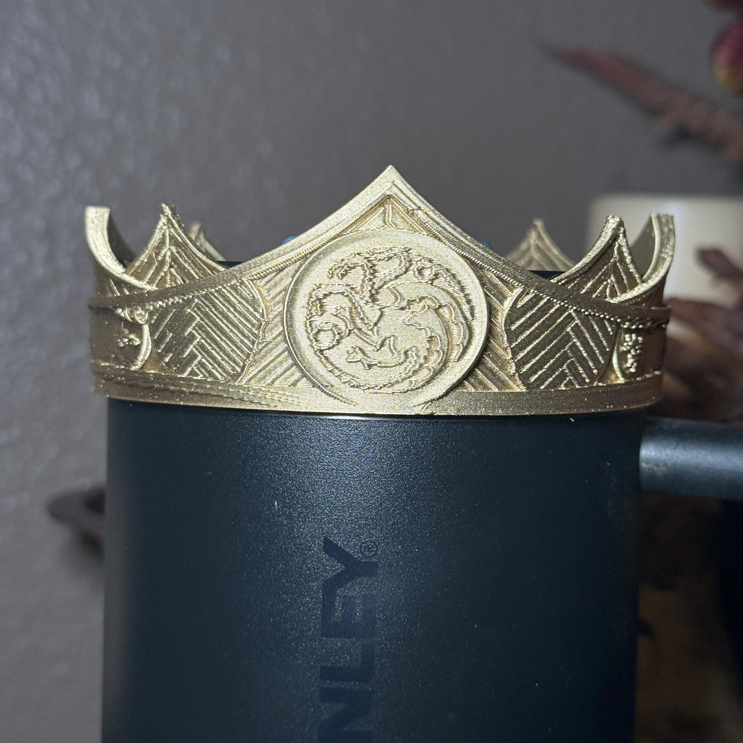 Gold Crown Boot and Halo, HOTD Tumbler Accessories, Fits Stanley, Coldest, Hydrojug and more, unique trending dragon crest gift