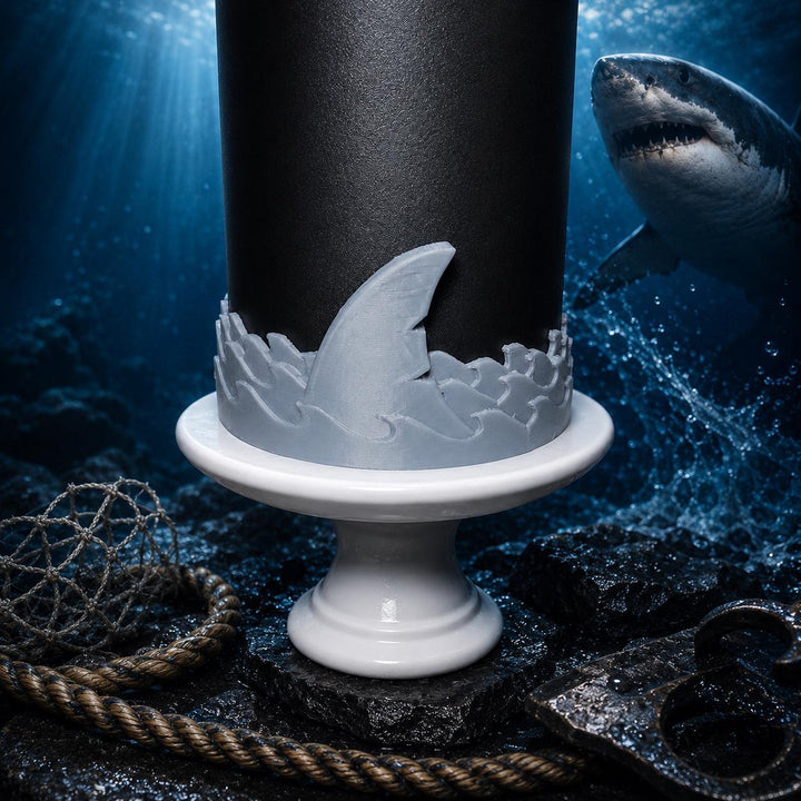 Shark Fin Tumbler Boot, halo or lid collar, fo Shark Week themed cups, Fit's Stanley HydroJug Coldest Tumblers and more, Protective Sleeve