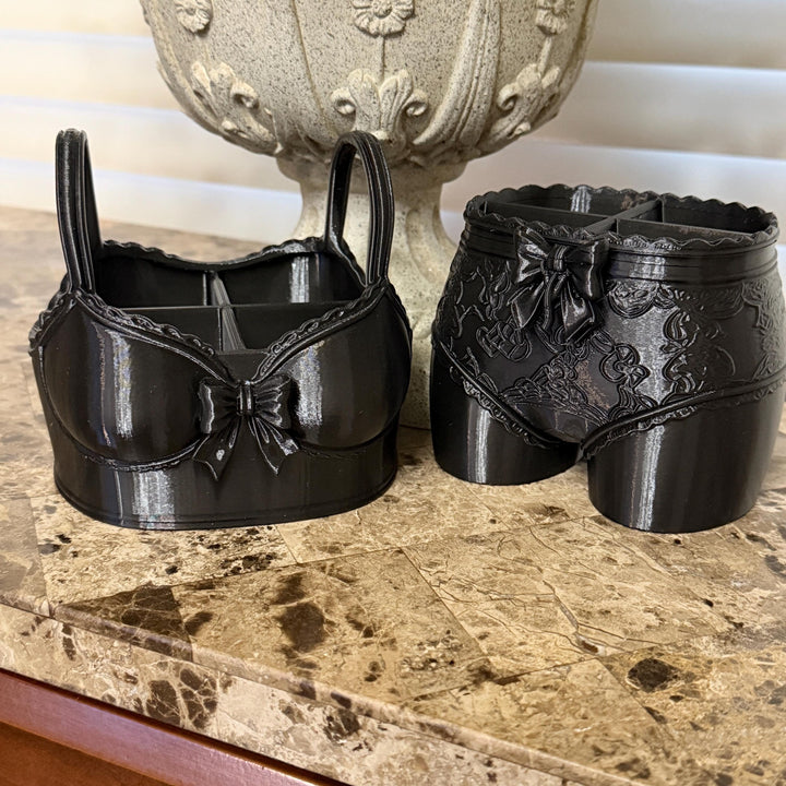 Lingerie Vanity Organizer, Corset Lace Makeup Organizer, Gothic Vanity Storage, Cosmetic Holder, multiple colors