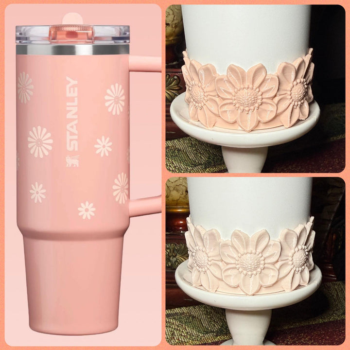 Daisy Tumbler Boot, Champagne Sorbet Teal Daisies, Floral Boot, Fit's 20 30 and 40 oz Stanley, Flowers Tumbler Accessories