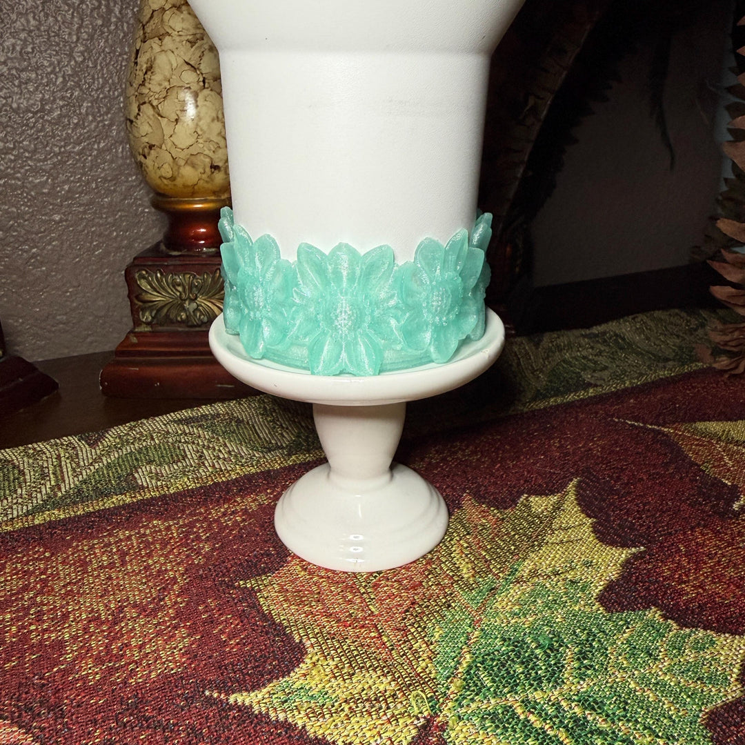 Daisy Tumbler Boot, Champagne Sorbet Teal Daisies, Floral Boot, Fit's 20 30 and 40 oz Stanley, Flowers Tumbler Accessories