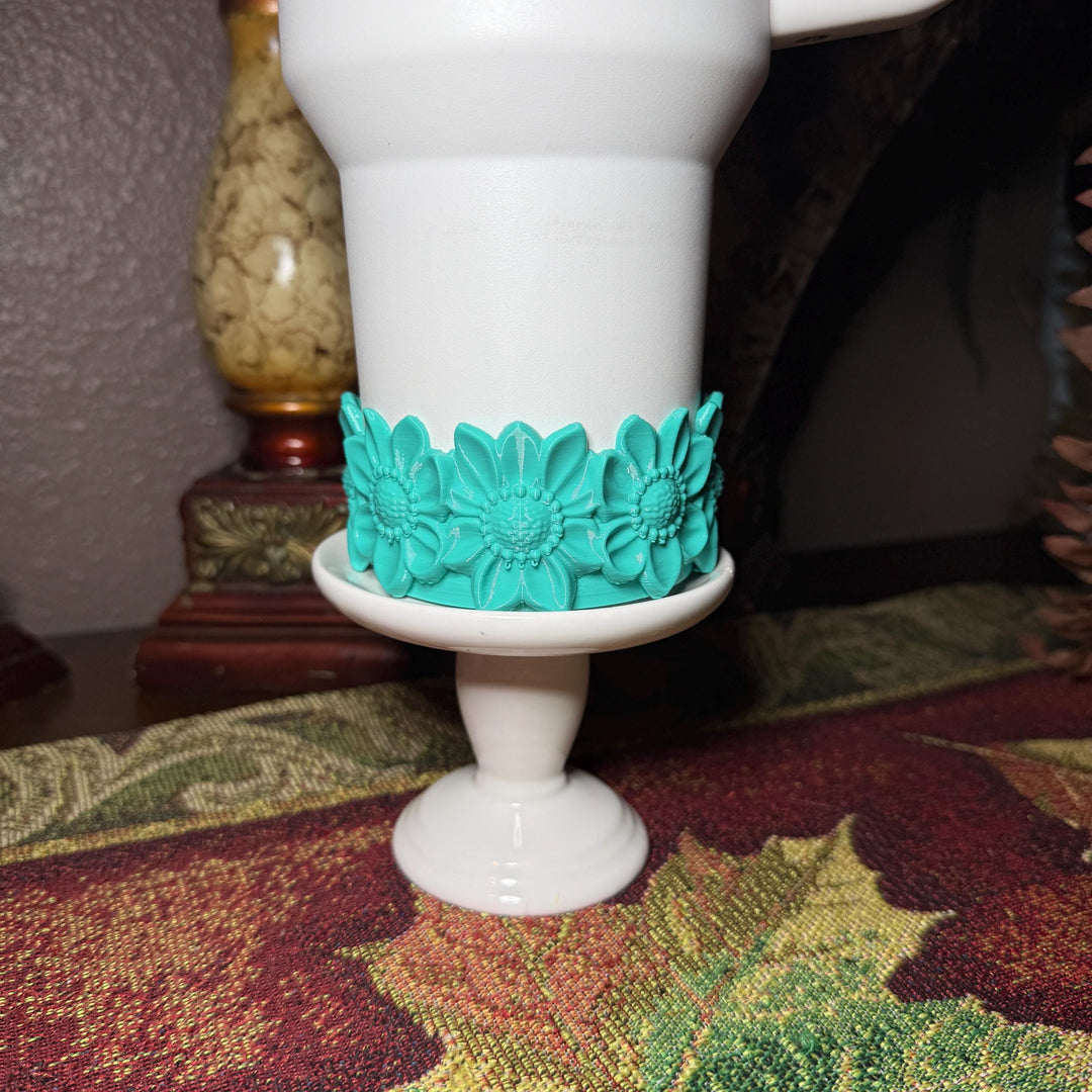 Daisy Tumbler Boot, Champagne Sorbet Teal Daisies, Floral Boot, Fit's 20 30 and 40 oz Stanley, Flowers Tumbler Accessories